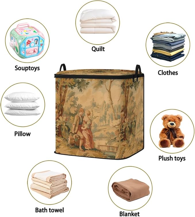 2pcs closet organizers and storage under bed,clothing blanket sweater sheet bedding comforter duvet quilt pillow toy storage bags with lids,dorm room essentials for containers 95L