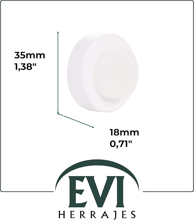EVI | Wall Mounted Doorstop | Natural Silicone | Adhesive or Screw Installation | Stainless Steel | Mod. I-254 (White Rubber - White Lacquered)