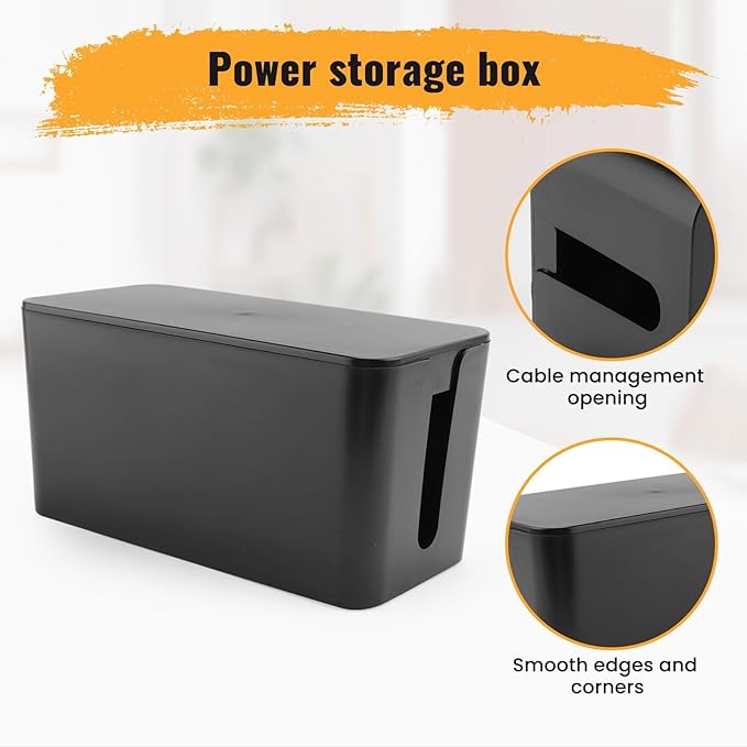 Cable Management Box Cord Organizer Box Power Strip Surge Protector Cover TV Cord Box for Home Office