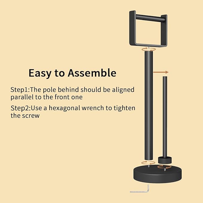 YUMORE Toilet Paper Holder Stand up with Storage, Bathroom Weighted Base Floor Toilet Paper Roll Holder Free Standing for 3 Rolls, Matte Black Bath Stainless Steel Extra Tissue Holder