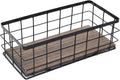 ROSE BLOOM Small Metal Wire Storage Basket, Decorative Wood Base Organizer Bins for Bathroom, Kitchen, Laundry Room, Pantry, Basket for Toilet Paper, Fruits, Spices（1 Pack