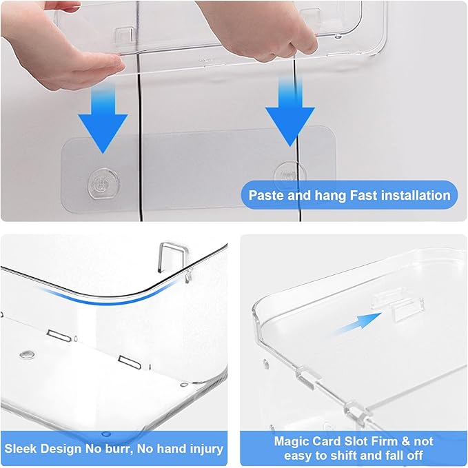 Diesisa Acrylic Wall Mounted Shower Caddy, Clear, Large Size 12.8L x 4" W x 3.3" H, Acrylic Shelf, No Drilling Walls Adhesive Shelf, Bathroom Shelves with Self Adhesive Tape for Bathroom, Kitchen