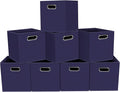 Fabric storage bins Cubes, Fabric Cube Organizer with Handle, Foldable Cube Bins for Cloth or Accessary Storage, 11x11x11, Set of 8, (Navy Blue)