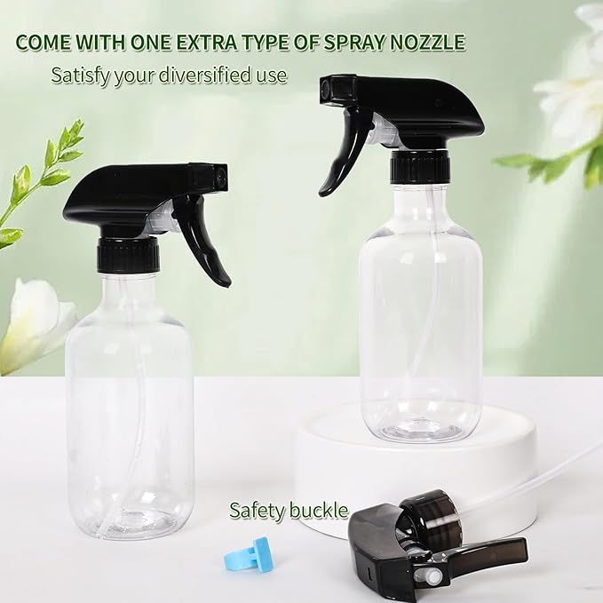 Cleaning Spray Bottles for Plants Misters for Inside, 2 Pack 10 oz Squirt, Water Spray Bottle Mist Sprayer, No Leak Hair Mister Empty with Adjustable Nozzle (Transparent)