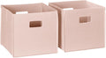 RiverRidge Kids 2pc Fabric Collapsible Storage Cube Organizers with Handles for Playroom Organization - Soft Pink