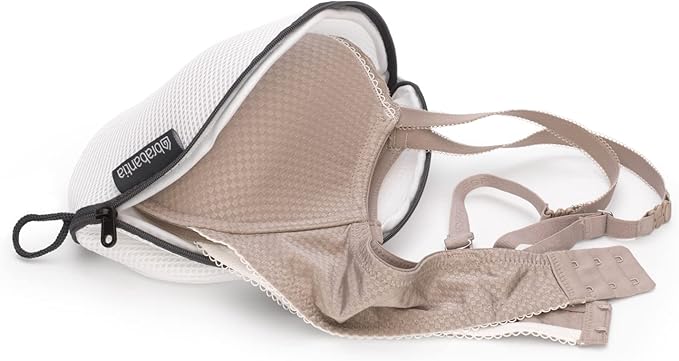 Brabantia Mesh Zip Up Laundry Bra Bag (White) for Washing Machine Delicates, Organizer Travel Bags (Pack of 6)