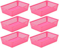 YBM Home 6-Pack Plastic Storage Baskets Bins for Home Junk Drawer, Shelves, and Office Organization, Functional Trays/Containers Great for Kitchen Pantry, Cabinets, Bedrooms, and Bathrooms, Pink