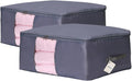 Comforter Storage Bags Containers,Pillow Beddings/Blanket Clothes Organizer Storage Containers With Zippers,Breathable and Moistureproof. (Grey 2pcs, L)