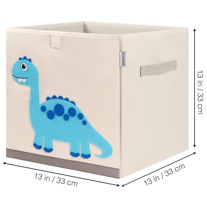 CLCROBD Foldable Animal Cube Storage Bins Fabric Toy Box/Chest/Organizer for Kids Nursery, 13 inch (Dinosaur)