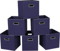 STOREONE Fabric Storage Bins Cubes Baskets Containers-(11X11X11) with Dual Handles for Shelf Closet, Nursery Home ， Bedroom Organizers, Foldable Set of 6 (Navy Blue)