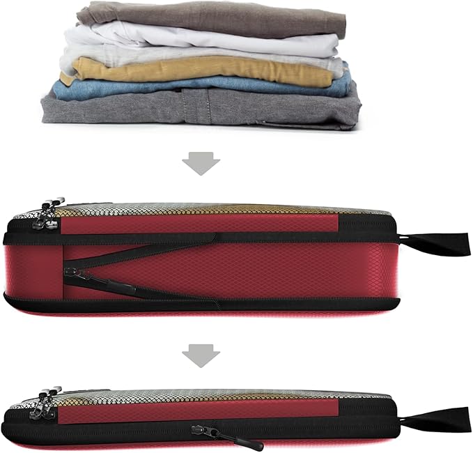 Dot&Dot 5 Pcs Large Compression Packing Cubes for Travel - Carry on Suitcase Organizer Bags for Luggage