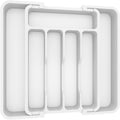 Lifewit Silverware Drawer Organizer, Expandable Utensil Tray for Kitchen, BPA Free Flatware and Cutlery Holder, Adjustable Plastic Storage for Spoons Forks Knives, 8.9-14.7 x 12.2", White