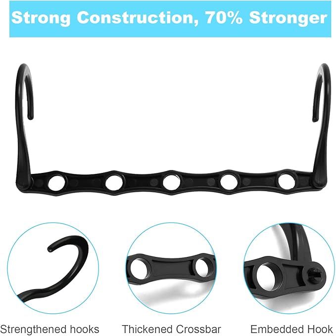 DUCOO 10 PCS Space Saving Hangers, 5-Hole Magic Hangers - Sturdy Plastic Hanger, Closet Organizers for Clothes Storage, College Dorm Essentials, Home Organization (Black)