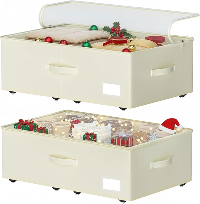 EE-RoomWorld Under Bed Storage with Wheels, No Assemble Required 10 inches height Under Bed Storage bins,Large capacity Rolling Underbed Shoe Storage containers，dorm underbed storage drawers