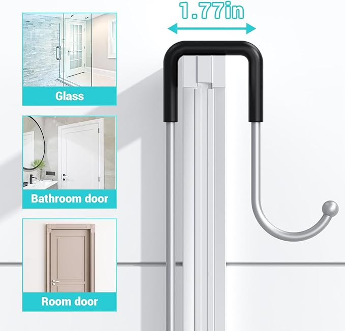 Hanging Shower Caddy Over Door: Silver Rustproof Shower Organizer over the Door - No Drilling Bathroom Rack for Inside Shower