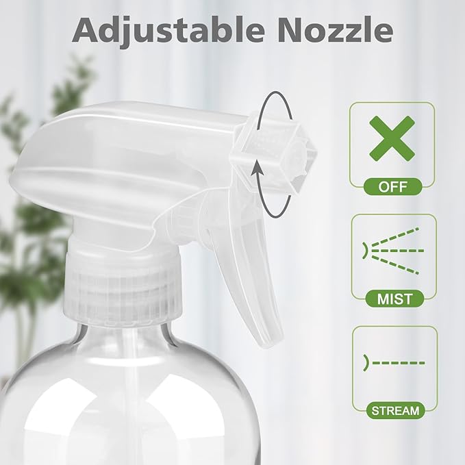 Glass Spray Bottles with Silicone Sleeve Protection, Empty 16 oz Refillable Containers, Reusable Spray Bottles with Adjustable Nozzle for Hair, Cleaning Solutions, Essential Oils 1 Pack Grey