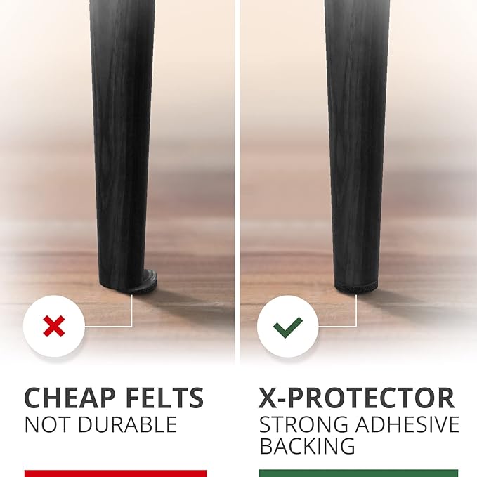 X-Protector 357 Pcs Black Felt Furniture Pads - Huge Quantity of Anti-Scratch, Heavy Duty Floor Protectors for Hardwood, Tile, Laminate - Suitable for Chairs, Tables, Sofa, Bed, Cabinet, Ottoman
