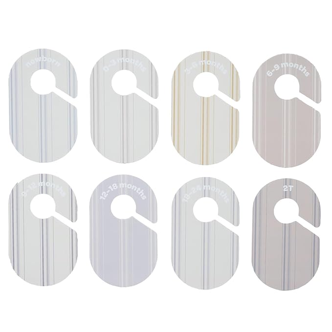 3 Sprouts Baby Closet Dividers Set of 8 - Toddler Clothes Organizer Hanger, Double-Sided Size Labels - Nursery Organization for Newborn Clothing, Infant, Boy & Girl - Stripe