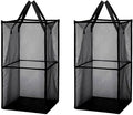 2 Pack Popup Laundry Hamper, Large Collapsible Mesh Laundry Baskets Dirty Clothes Basket with Handle Foldable Clothes Hamper for Washing Storage,Toy Storage,Dorm and Travel(Black,13x26Inch)