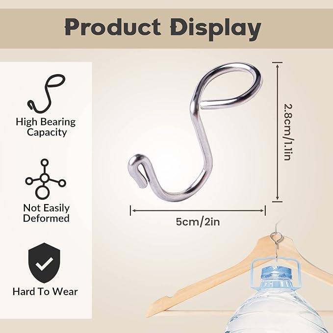 60 Pack Clothes Hanger Connector Hooks Metal Hanger Extender Hooks, Sturdy Hooks for Closet Wardrobe Space Saver Fits All Types of Hangers (Stainless Steel)