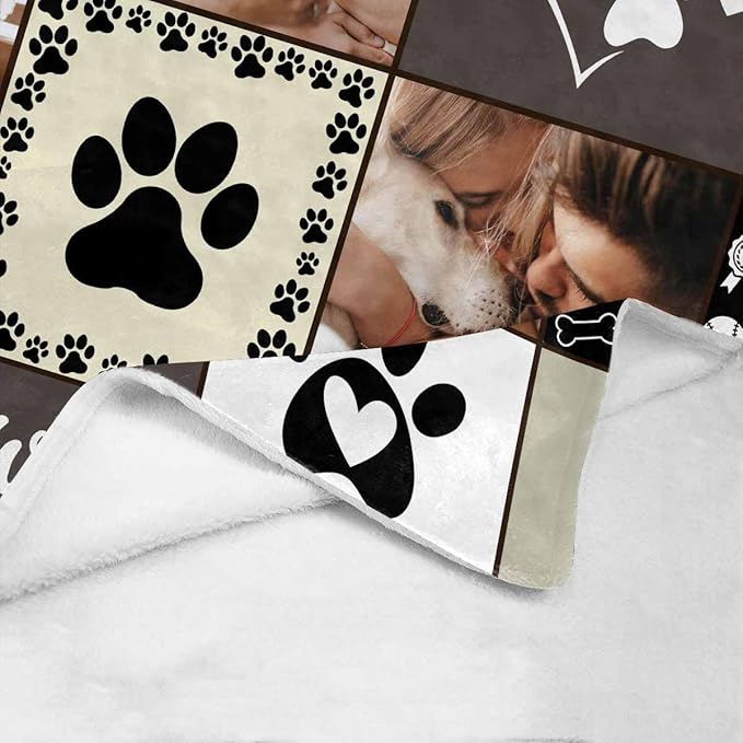 D-Story in Loving Memory of Loss Dog,Custom Sympathy Throw Blanket with with Dogs Pictures and Name,Personalized Dog Sympathy Remembrance Gift for Kids and a Grieving Pet Owner