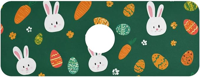 Kitchen Sink Splash Guard 1 PC 14.7 Inch Sink Faucet Mat Splash Guard for Bathroom Countertop Water Absorbent Foldable Cuttable Soft Washable Deep Green Easter Rabbit Eggs Carrots