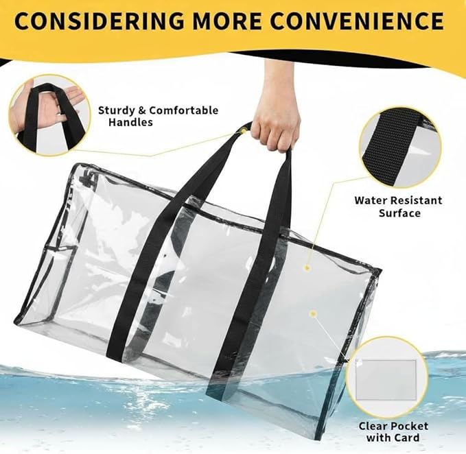 Heavy Duty Extra Large Moving Bags,149 Gallon Jumbo Packing Bags,Huge Moving Storage Bags with Strong Zippers & Carrying Handles,Reusable Big Moving Storage Bags for College Dorm Travel 2Pack,Clear