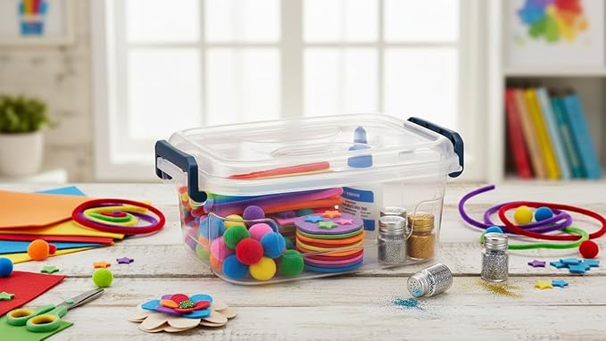 Tribello Small Clear Storage Bins with Lids, Bulk 16-Pack Stackable Plastic Storage Containers for Home Organization – Totes for Closet and Underbed Storage, 2.6 Quarts