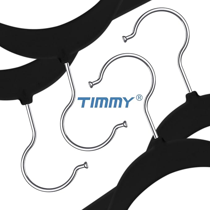 TIMMY Premium Velvet Hangers - Space-Saving Non-Slip Heavy-Duty Black Hangers for Coats, Suits and Sweaters-Closet Organizer-Pack of 50