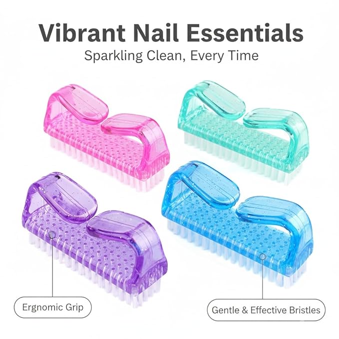 3Pcs Different Kinds of Fingernail brush with Plastic Handle Nail brush for cleaning Fingernails - Easy to use Nail Scrub brush - Nail Cleaner Nail brushes for Hands Feet(pink)