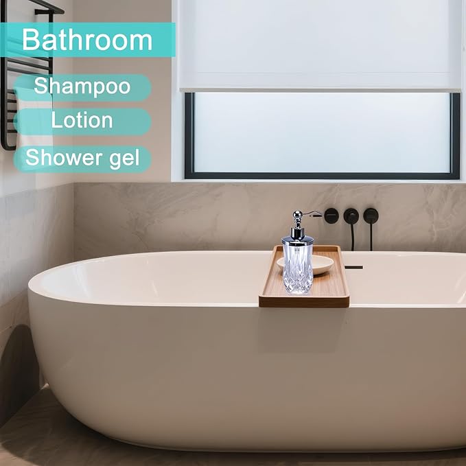 9Oz Clear Glass Soap Dispenser with Zinc Alloy Pump,Lead-Free Thick-Cut Glass,Countertop Soap Dispensers for Bathroom & Kitchen,Round