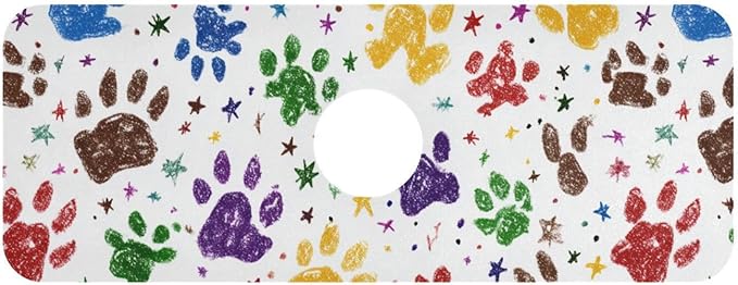 Kitchen Sink Splash Guard 1 PC 14.7 Inch Sink Faucet Mat Splash Guard for Bathroom Countertop Water Absorbent Foldable Cuttable Soft Washable Paw Prints and Stars