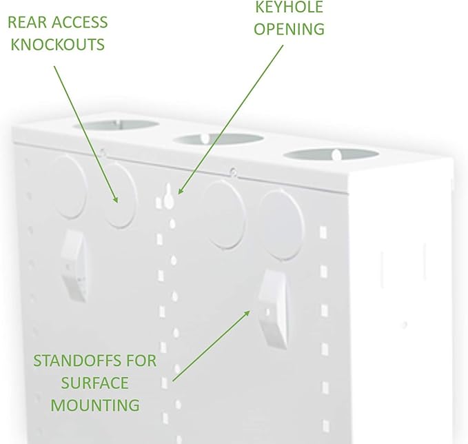 Legrand - OnQ 28 Inch Cable Management, In-Wall 20-Gauge Media Box, Structured Wiring Enclosure with 2.5 Inch Openings for Wires, Includes Cover Mounting Hardware, White, EN2800