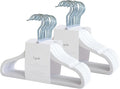 3 Sprouts Velvet Baby Hangers - Non-Slip Hanger for Infant, Toddler, Baby Clothes - Closet Kids Hangers with Slim Design, Nordic Colors, Pack of 30 - White
