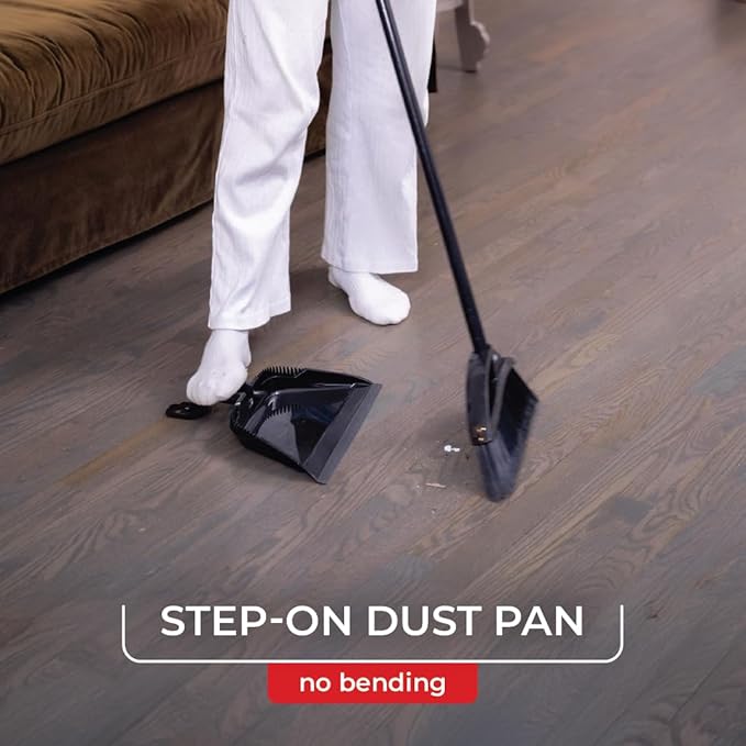 O-Cedar Indoor & Outdoor Strong Sweep Broom & Brush Bundle | Heavy Duty Bristles Remove 99% of Dust & Dirt in One Sweep | Step-On Dust Pan | Safe for Hardwoods, Powerful on Outdoor Debris