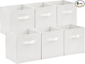 Lifewit Storage Cubes, Foldable Decorative Fabric Storage Baskets for Organizing Home Organizers with Handles for Shelves, Closet, 11 Inch Bins, 18L White, 6 Packs
