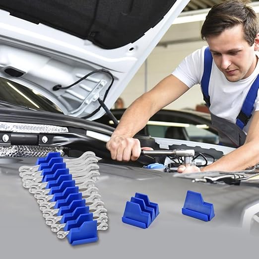 48 pcs Magnetic Modular Wrench Organizers for Tool Drawers, Tool Storage Holder Wrench Rack with Metric & SAE Labels (Color:Blue)