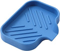 MicoYang Silicone Bathroom Soap Dishes with Drain Spout-Bathroom and Kitchen Sink Organizer,Sponge Holder,Dish Soap Tray,Perfect for Dispenser,Scrubber,Bottle,Cup on Counter Lichen Blue 4.9"×3.2"