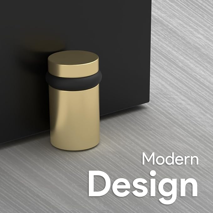 Mega Handles Floor Door Stopper, Quickly Installed Wall Protector, Wall Protectors from Door Knobs, Floor Door Stop with Mounting Hardware Included - Satin Brass - 2 Inch