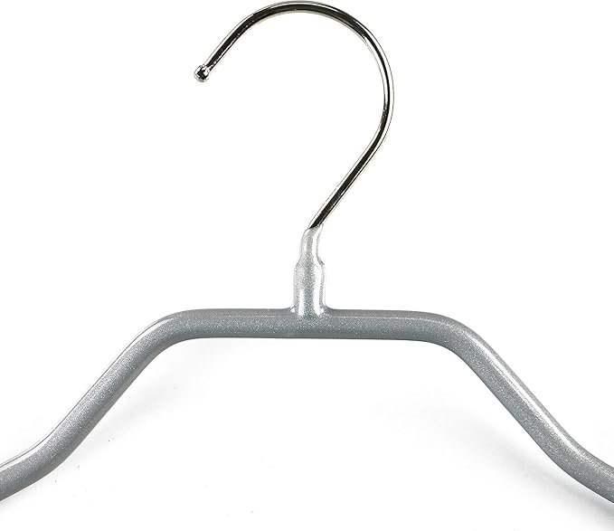 Mawa by Reston Lloyd BodyForm Series Non-Slip Steel Clothes Hanger with Shoulder Support & 2 Strong Clips for Pants or Skirts, Style 42/LK, Pack of 50