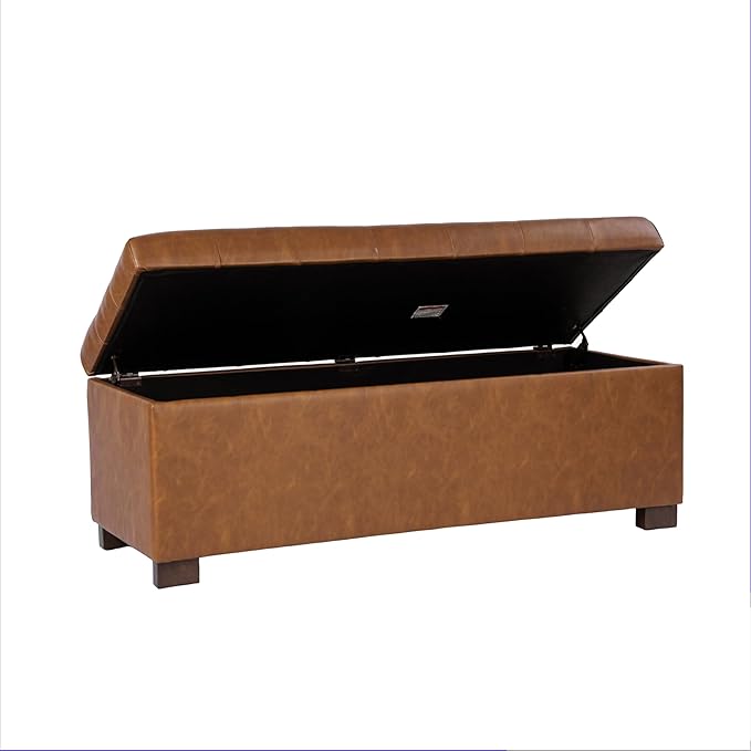 Spatial Order Large Tufted Storage Bench - Carmel Faux Leather
