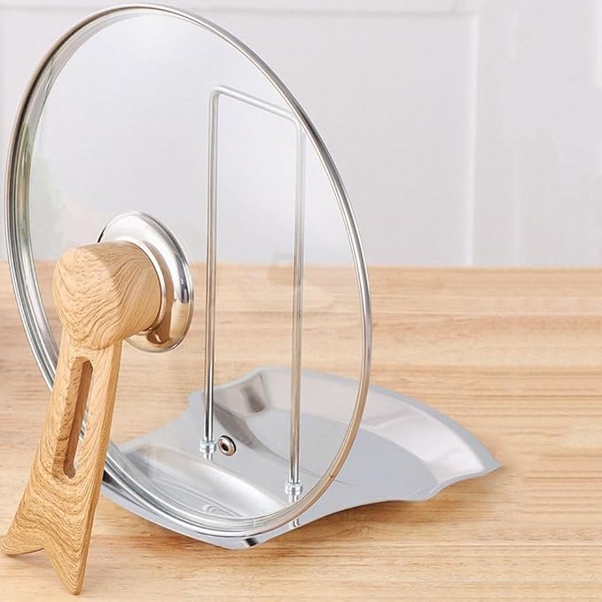 Stainless Steel Spoon Rest with Pan Lid Holder Stainless Steel Pan Lid Organizer Soup Spoon Rests Rack Kitchen Utensils Holders(Silver)