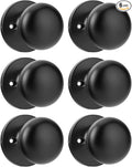 Goldenwarm Black Dummy Door Knobs, No-Turning Door Knob，Matte Black Inactive Half Door Handle for Closet Doors(6 Pieces)