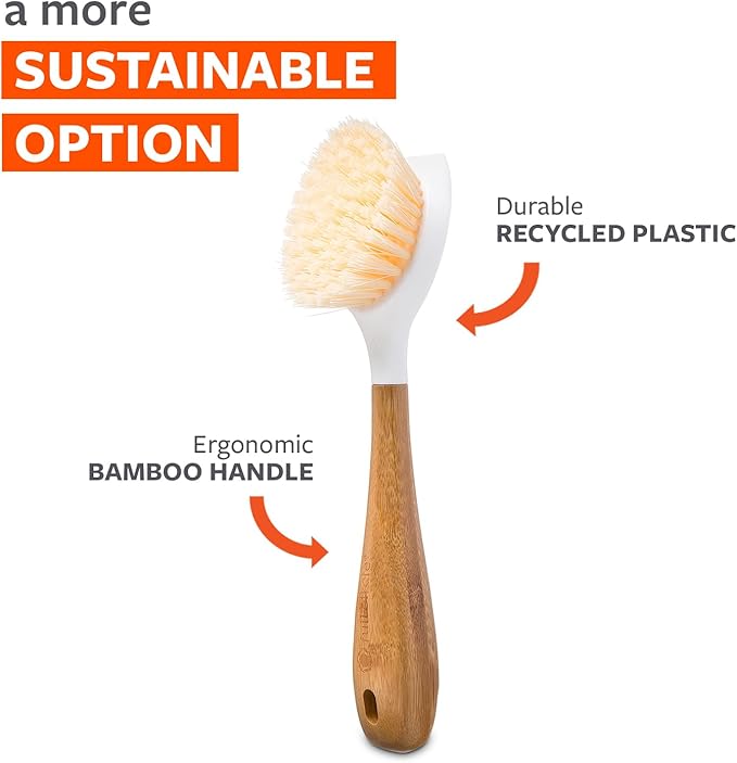 Full Circle Double Dish Brush Set – Durable Scrub Brushes for Dishes, Pots, Pans, and Cast Iron, Includes Be Good & Tenacious C, Sustainable 2-Pack
