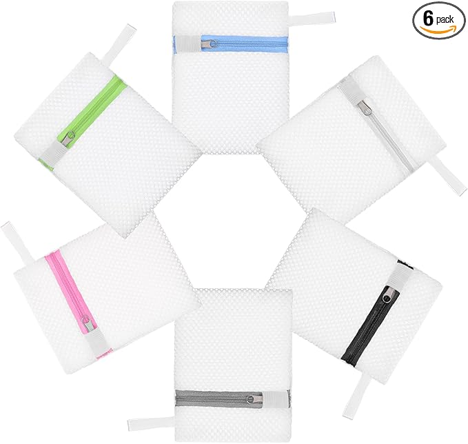 6 Pcs Small Mesh Laundry Bag Lingerie Bags for Washing Delicates for Delicates Washing Machine Underwear Washings Bag Small Foldable Wash Bags for Home Travel White 5.5 x4.3inch