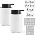 BosilunLife Foaming Soap Dispenser Set - White Ceramic Foam Hand Dispenser 12oz Soap Dispenser Set with Rust Proof Pump, 4Pcs Clear Stickers for Kitchen, Bathroom - 2 Pack