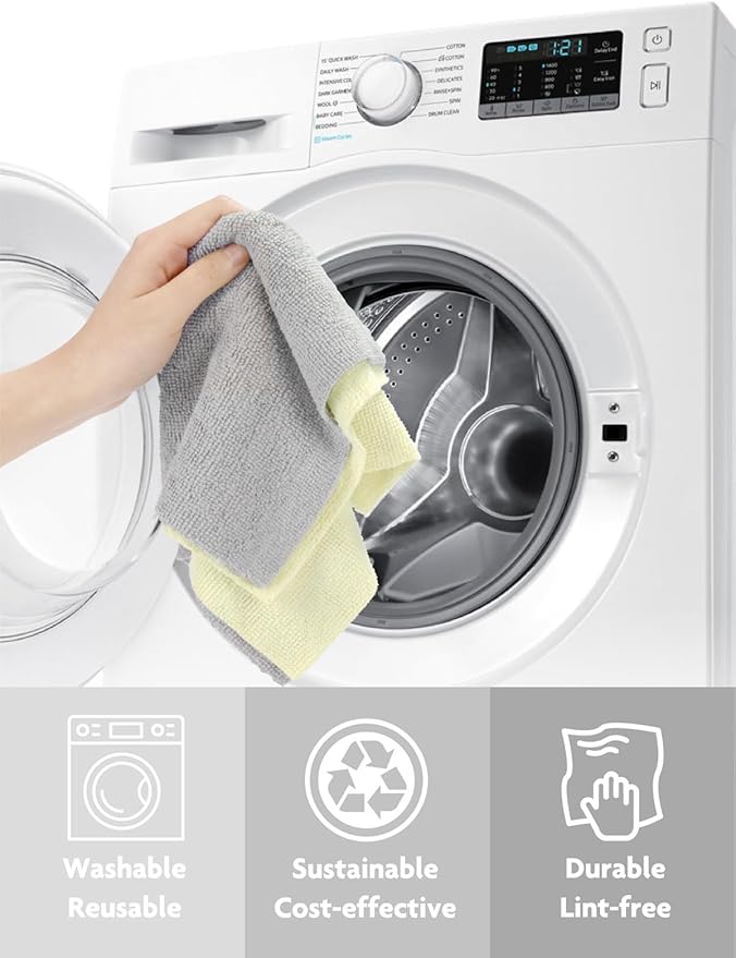 Fantasticlean Microfiber Cleaning Cloth Roll -40 Pack, Tear Away Microfiber Towels, 12" x 12", Reusable, Washable, Scratch Free, Ultra Absorbent Dishcloth for All-Around Cleaning Supplies (Beige)