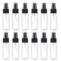 LISAPACK 1oz Small Plastic Spray Bottle (12 Pack) Empty Mini Fine Mist Travel Size Atomizer, Tiny Sprayer for Little Perfume, Water, Cologne, Alcohol, Samples (Clear, 30ml)