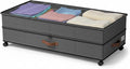 Under Bed Storage with Wheels, 72L XXL Large Capacity Under bed Storage Container with Clear Lids, 11 inches Height UnderBed Shoe Bins for Blanket, Clothing, Comforter, Sweaters, Pillows