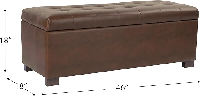 Spatial Order Large Tufted Storage Bench - Brown Faux Leather